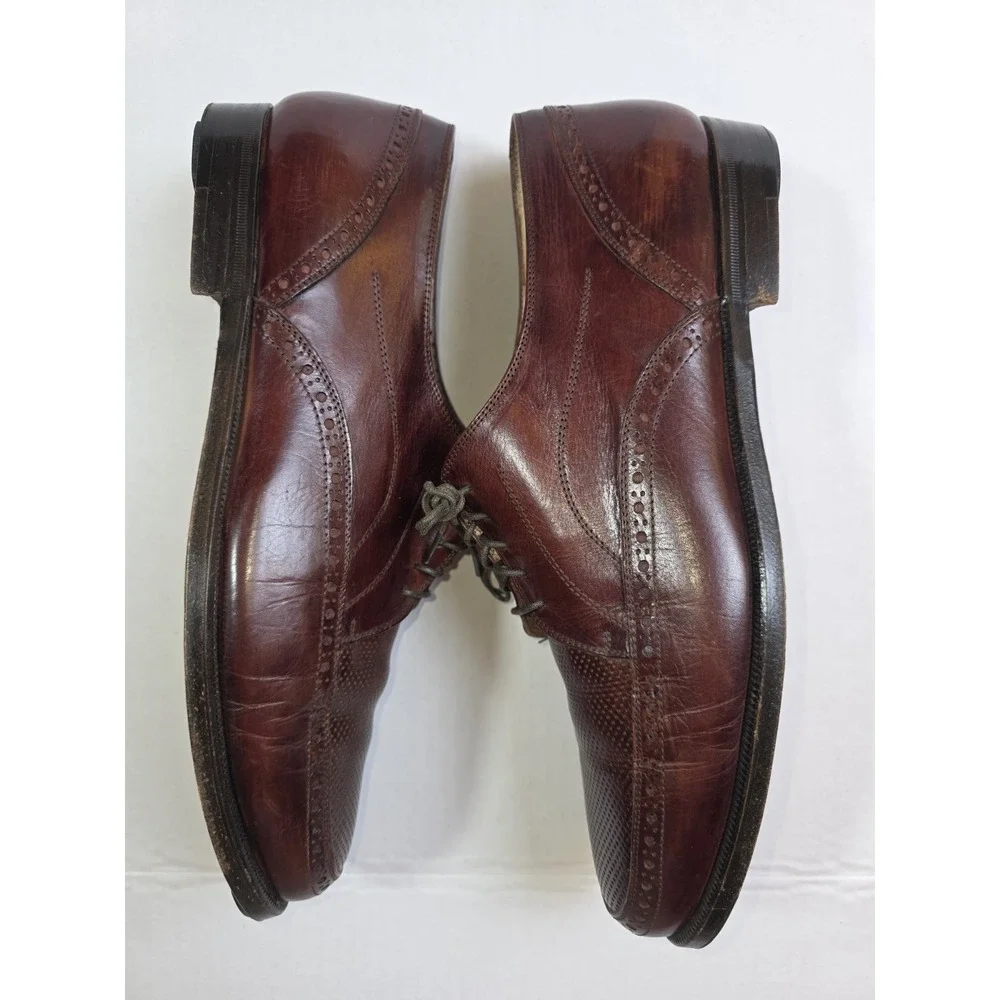 Lorenzo Banfi Mens Dress Shoes Vintage Leather Made In Italy Oxford Sz 8.5